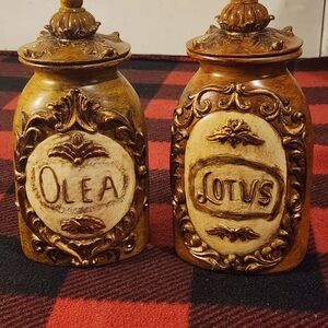 Vintage Style Olea and Lotus Decorative Jars